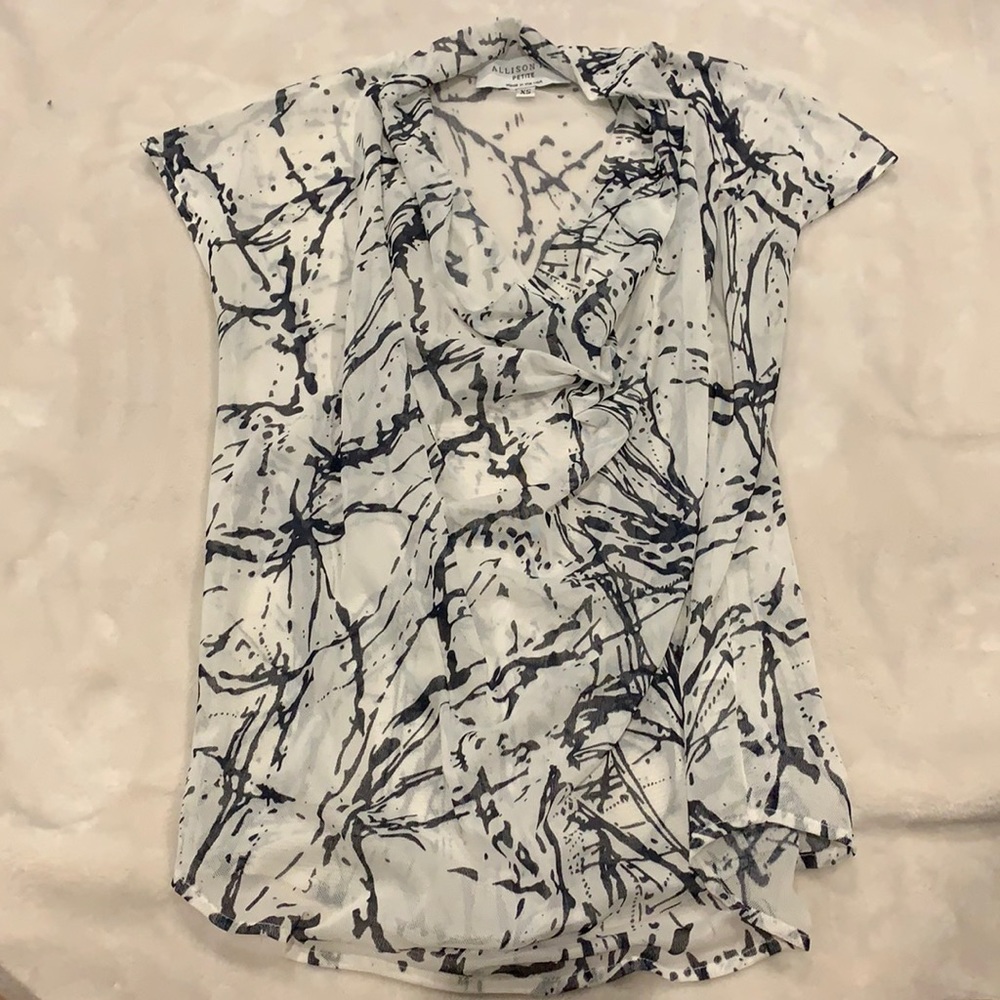 Allison Izu Cowl Neck Mesh Top